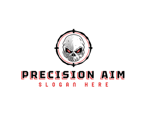 Sniper - Skull Crosshair Target logo design