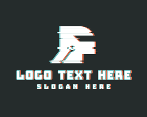 Suit - Futuristic Helmet Glitch logo design