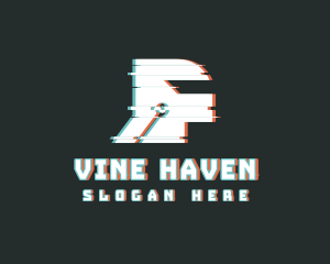 Futuristic Helmet Glitch logo design