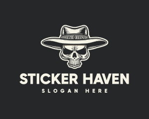 Vintage Cowboy Skull logo design