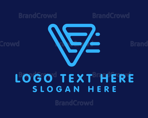 Blue Digital Letter V Logo