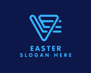 Tech - Blue Digital Letter V logo design