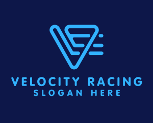 Blue Digital Letter V logo design