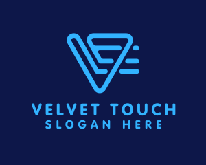 Blue Digital Letter V logo design