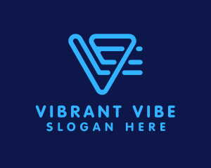 Blue Digital Letter V logo design