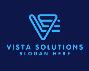 Blue Digital Letter V logo design