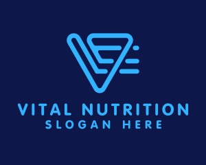 Blue Digital Letter V logo design