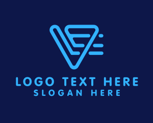 Blue Digital Letter V Logo