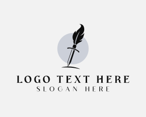 Quill - Sword Feather Writing Author logo design