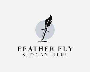 Sword Feather Writing Author logo design