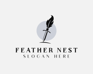 Sword Feather Writing Author logo design