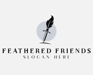 Sword Feather Writing Author logo design