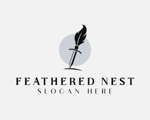 Sword Feather Writing Author logo design