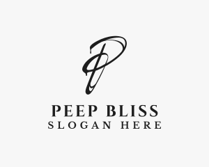 Handwritten Ink Letter P logo design