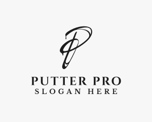 Handwritten Ink Letter P logo design