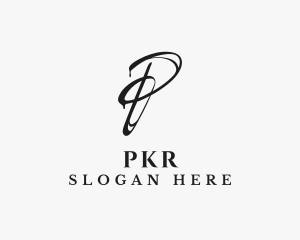 Handwritten Ink Letter P logo design