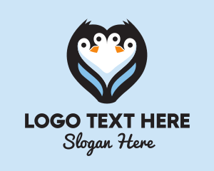 Animal Conservation - Twin Penguin Heart logo design