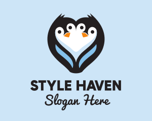 Twin Penguin Heart  Logo