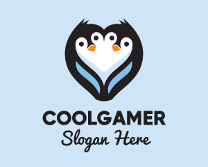 Wildlife Center - Twin Penguin Heart logo design
