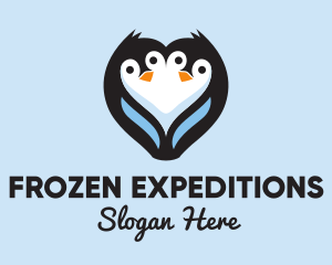 Antarctica - Twin Penguin Heart logo design