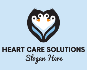 Twin Penguin Heart  logo design