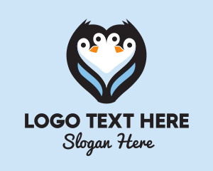 Lover - Twin Penguin Heart logo design