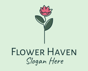 Pink Flower Stalk logo design