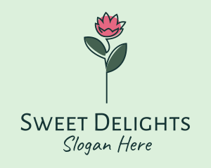 Pink Flower Stalk logo design