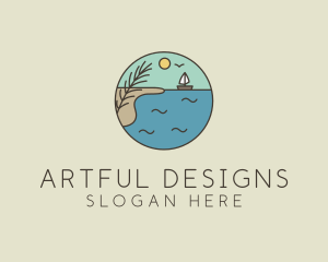 Ocean River Lake Boat logo design