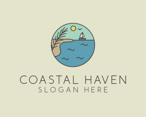 Ocean River Lake Boat logo design