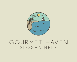 Ocean River Lake Boat logo design