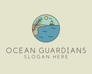 Ocean River Lake Boat logo design