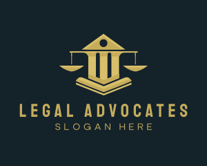 Gold Justice Scale Pillar logo design