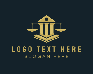 Law - Gold Justice Scale Pillar logo design