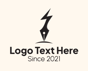 Poet - Lightning Bolt Pen logo design