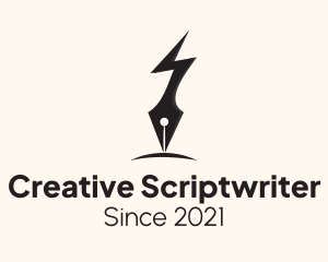 Scriptwriter - Lightning Bolt Pen logo design