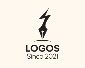 School Material - Lightning Bolt Pen logo design