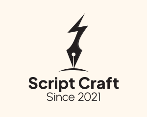 Screenwriter - Lightning Bolt Pen logo design