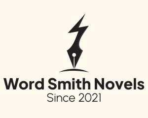 Novelist - Lightning Bolt Pen logo design