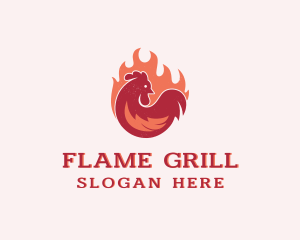 Flame Grill Chicken logo design