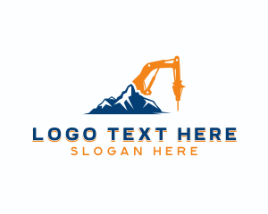 Mining - Excavator Drill Construction logo design