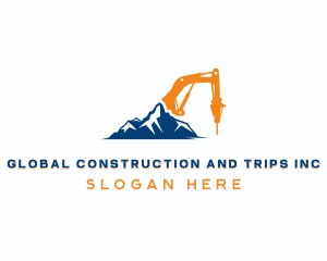 Excavator Drill Construction logo design