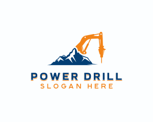 Excavator Drill Construction logo design