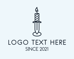 Commemoration - Blue Knife Candle logo design