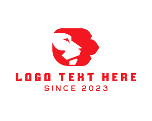 Red - Lion Head Animal logo design