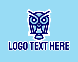 Studying - Blue & White Owl logo design