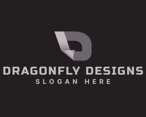 Grayscale Fold Origami Letter D logo design