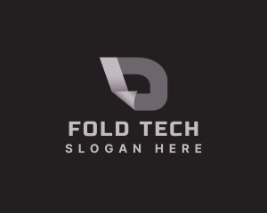 Fold - Grayscale Fold Origami Letter D logo design