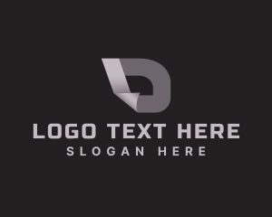 Fold - Grayscale Fold Origami Letter D logo design