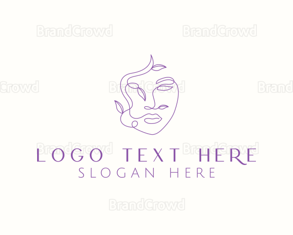 Feminine Face Leaves Logo